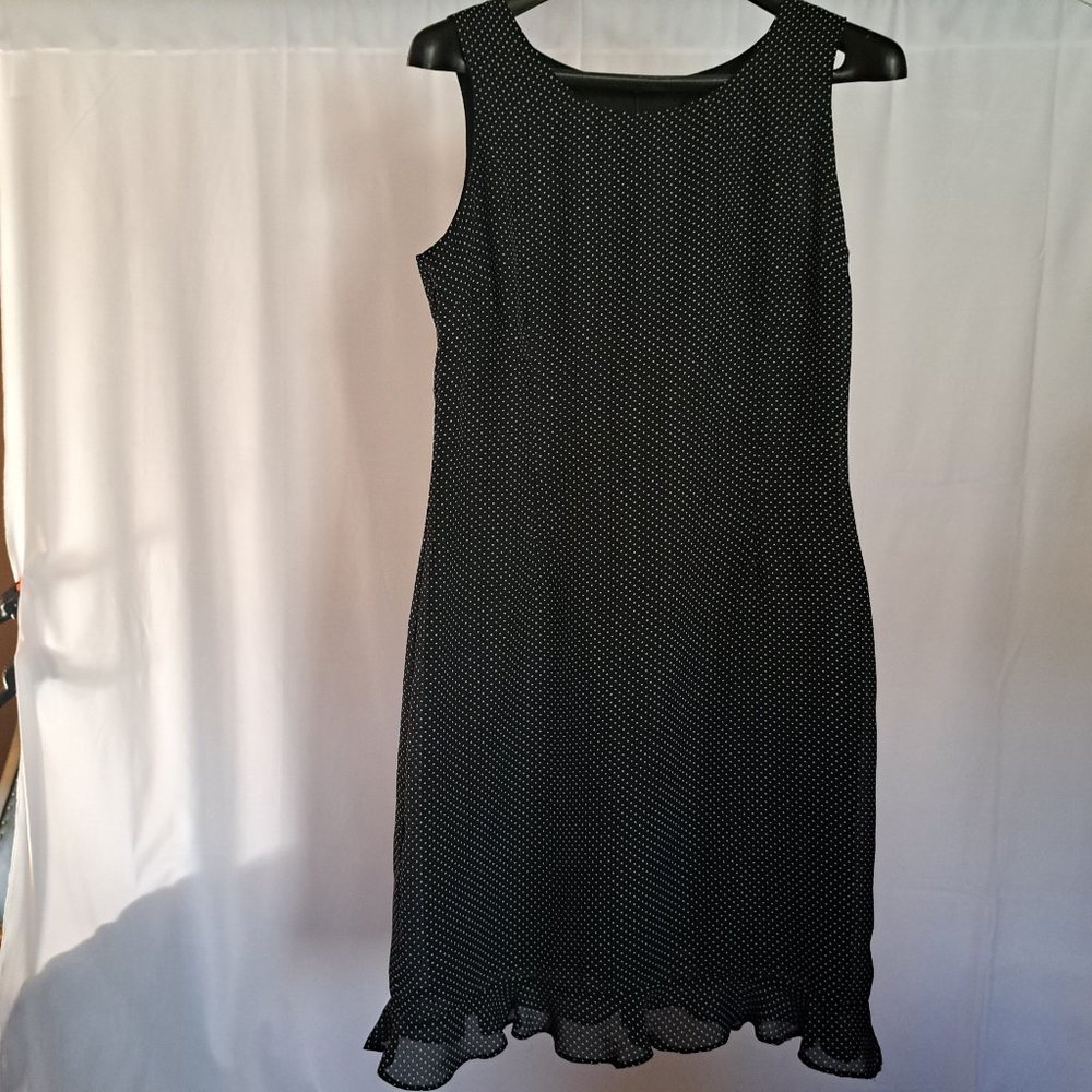 TESSUTI CANADA dress Sz 12 SHEATH POLKA DOTS flowy PRETTY WOMAN VIBES OFFICE WOW